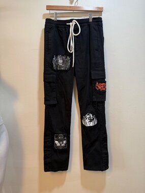 Section Eight Black Patchwork Cargo Pants Graphic Punk Rare Size S